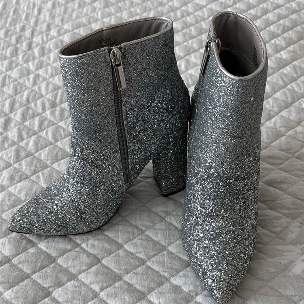 Silver Glitter Ankle Boots